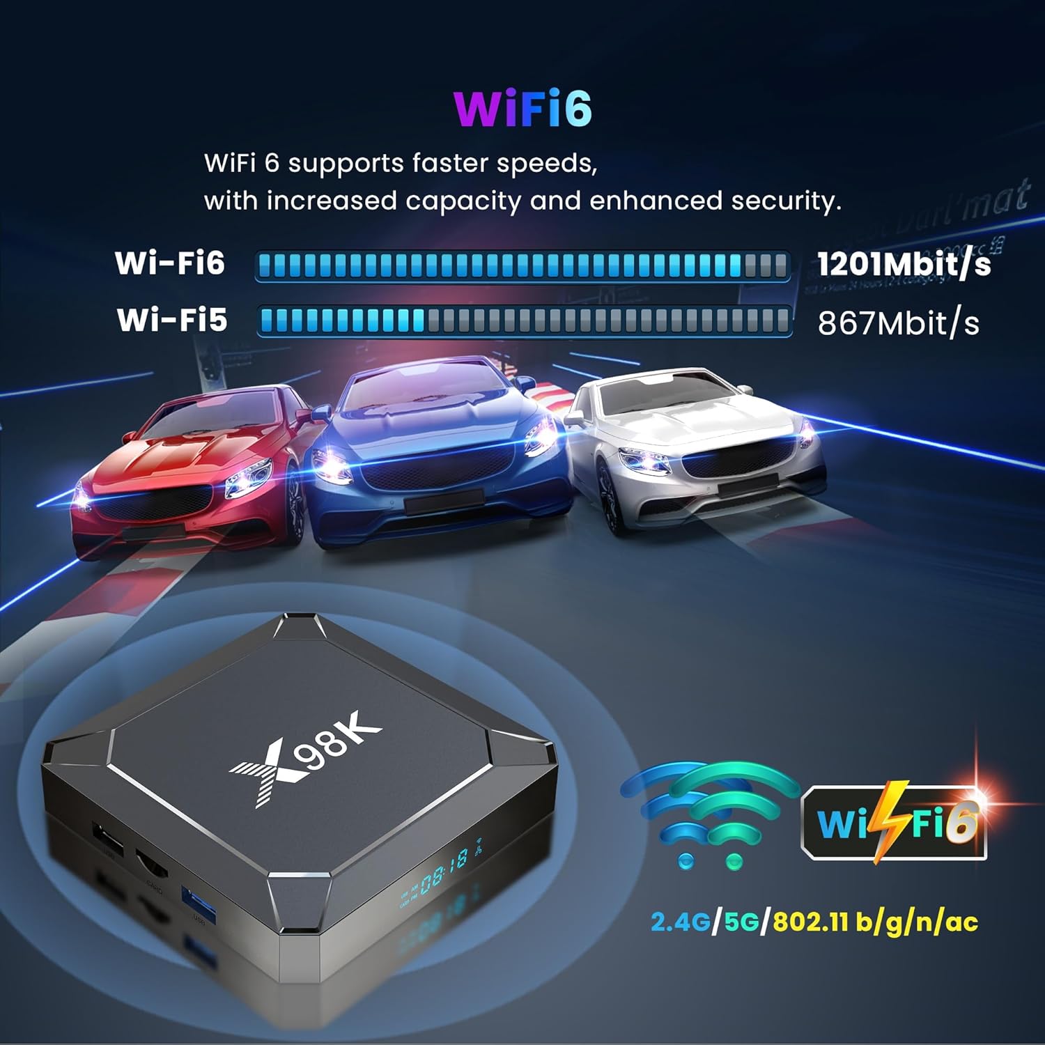 Boîtier TV Android X96max - 2GB RAM 16GB ROM, Android 14, 4K HDR, Wi-Fi 2.4/5GHz, USB 3.0, Lecteur Multimédia Pour Téléviseur - 8