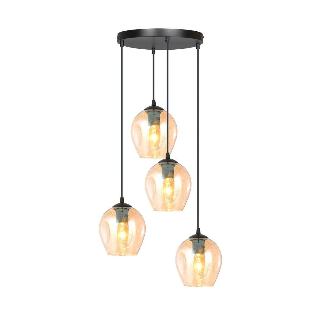 Lampa wisząca Istar czarno-miodowy 4xE27x15W wym: 100 x 40 x 40 cm szkło Emibig