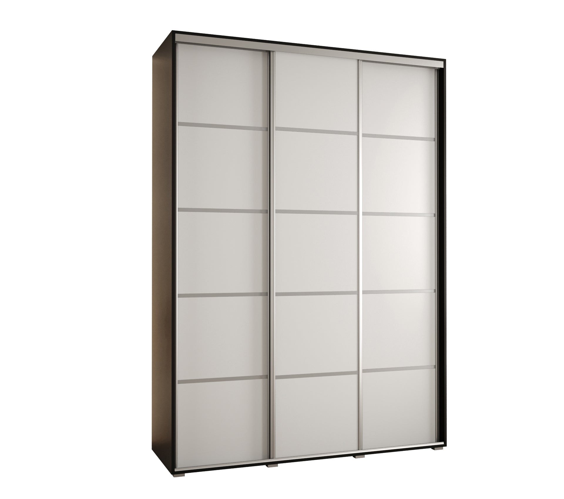 Szafa przesuwna wysoka Davos 4 170 x 45 x 235,2 cm czarny + biały + u. srebrny - Abiks Meble