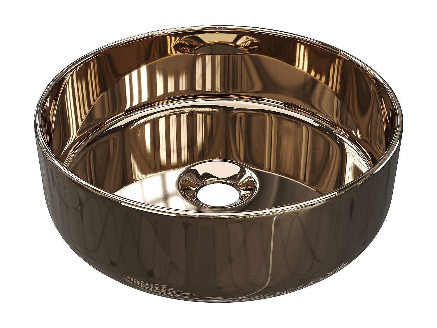 Vasque à poser ronde en céramique - Effet cuivre - 36 cm - KANELLE II - 2