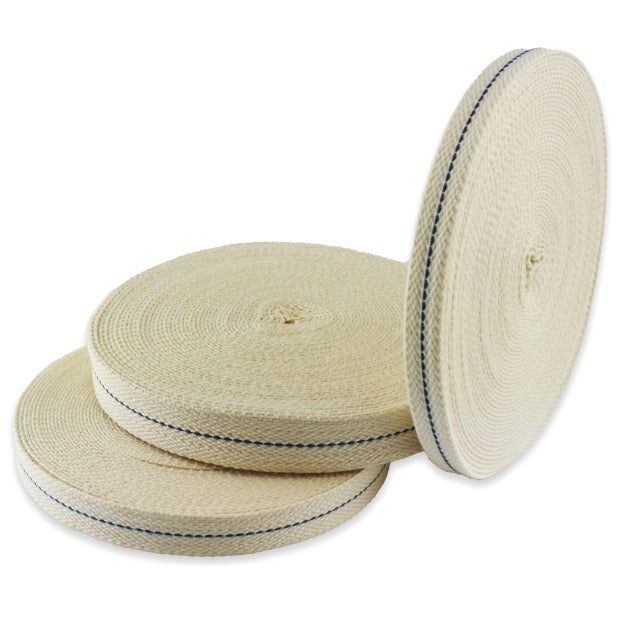 Mèche plate en coton 7 mm 1 m pour lampe à pétrole, torche et bougie