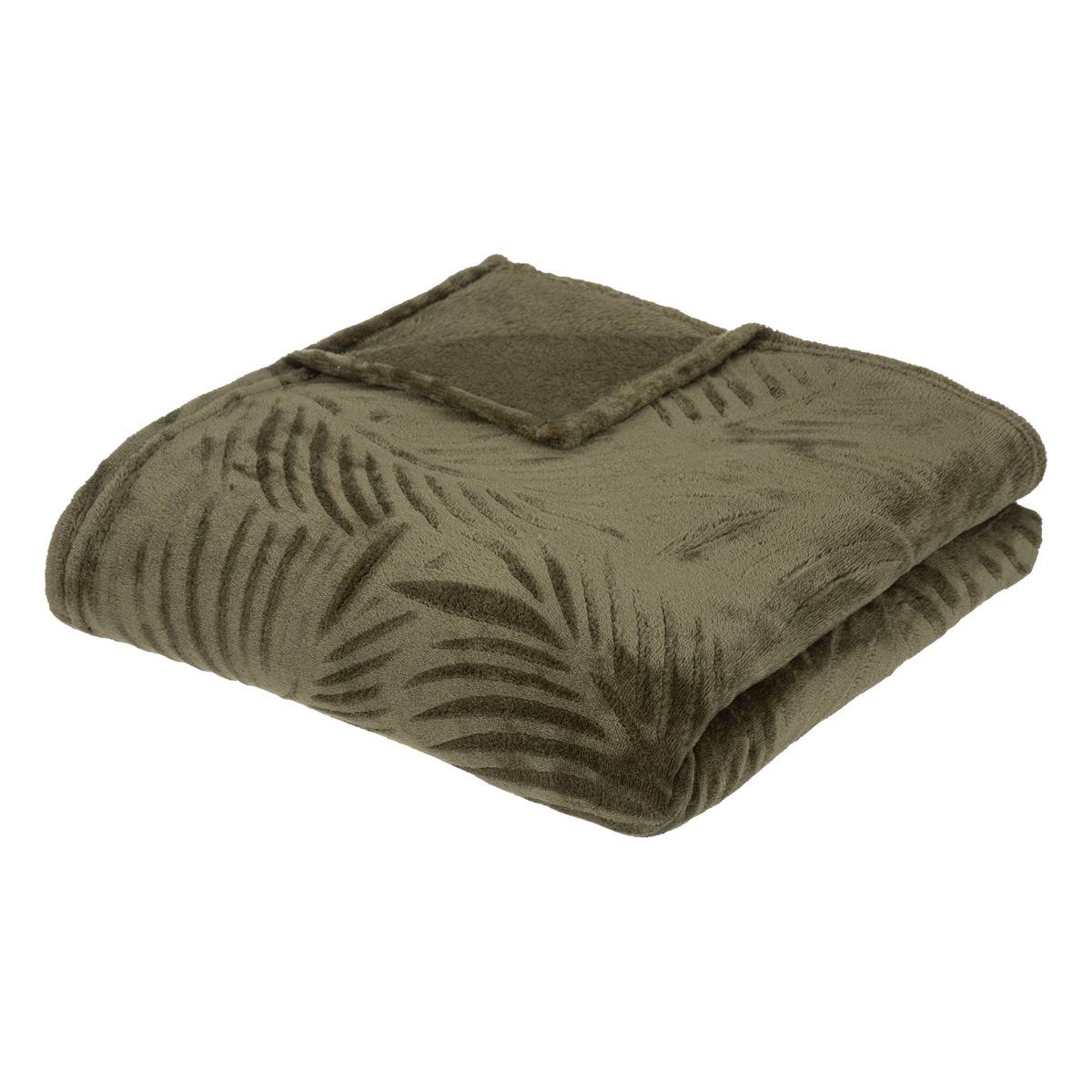 Manta de franela zoa 230x180cm verde caqui - atmosphera créateur d'intérieur