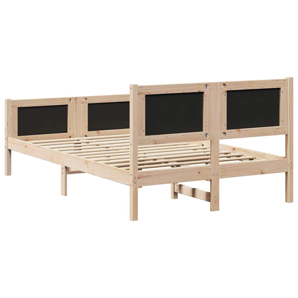 Cadre de lit gris clair, pin massif, pour la chambre, 135 × 190 cm - 7