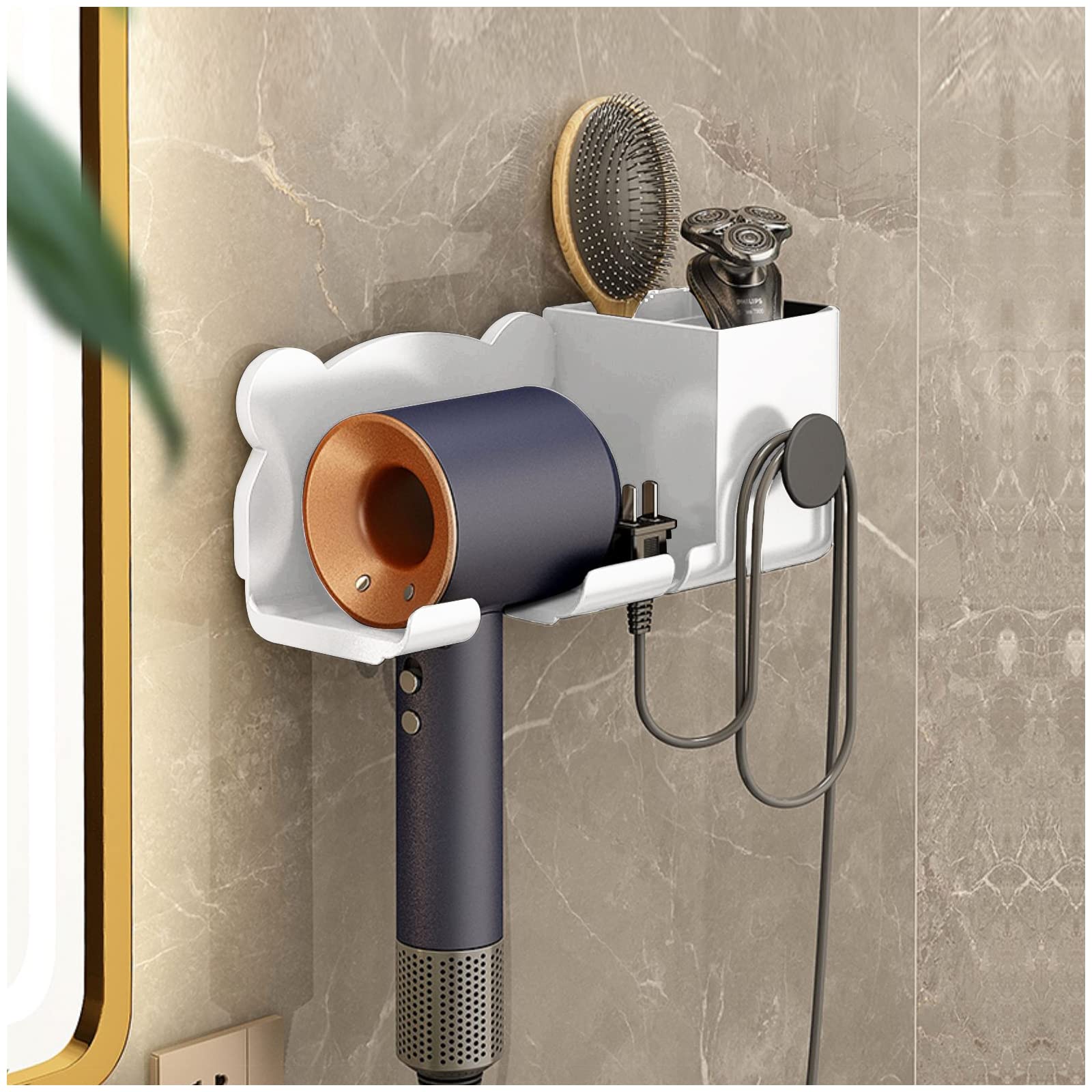Organisateur De Salle De Bain Pour Outils De Coiffure - Rangement Acrylique Avec Compartiment Shampoing