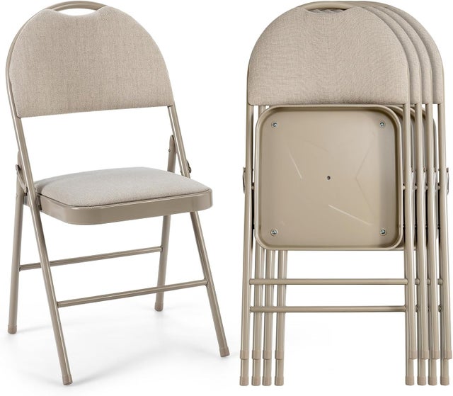 Silla Director Plegable Rcynview Juego De 2 Sillas Plegables Resistentes Hasta 175 Kg, Plegables, De Metal, Acolchadas, De Piel Sintética, Para Invitados, Fiestas, Picnics, Color Beige Silla Playa Madera