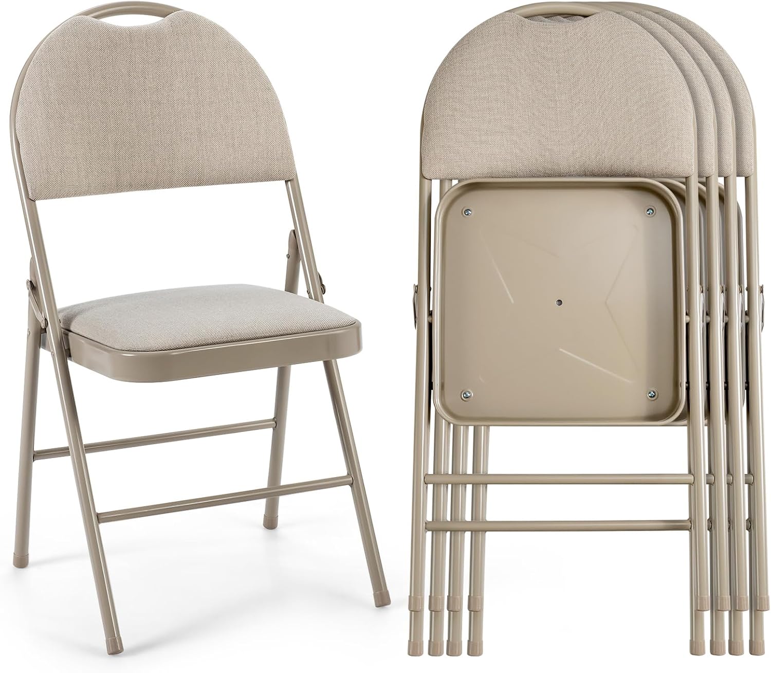 Albatros Manitu Lot De 4 Chaises Pliantes Avec Rembourrage Cuir Synthétique - Métal Solide, Design Moderne