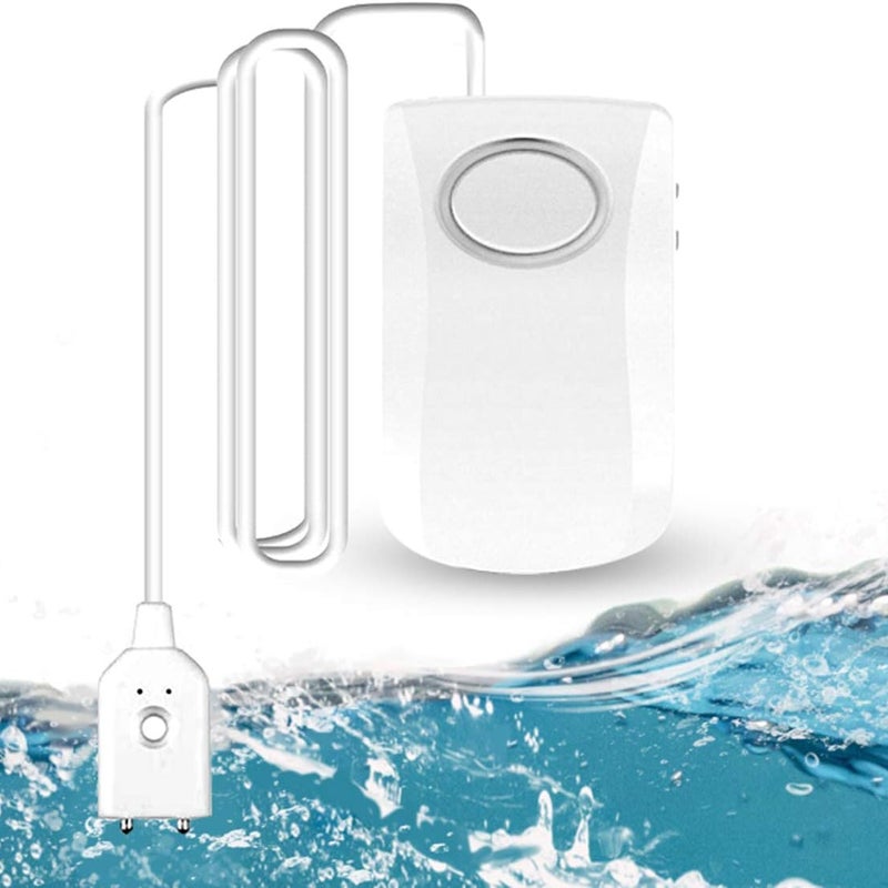 Alarm wycieku wody 130 dB, kabel 100 cm z czujnikiem, alarm wykrywający wyciek wody w domu, bateria w zestawie