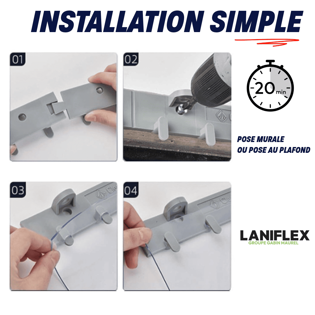 Rideau à lanières PVC transparent 122x200 cm LANIFLEX - Fabriqué en France - Pose facile - Lamelles plastiques qualité pro pour isolation - 5