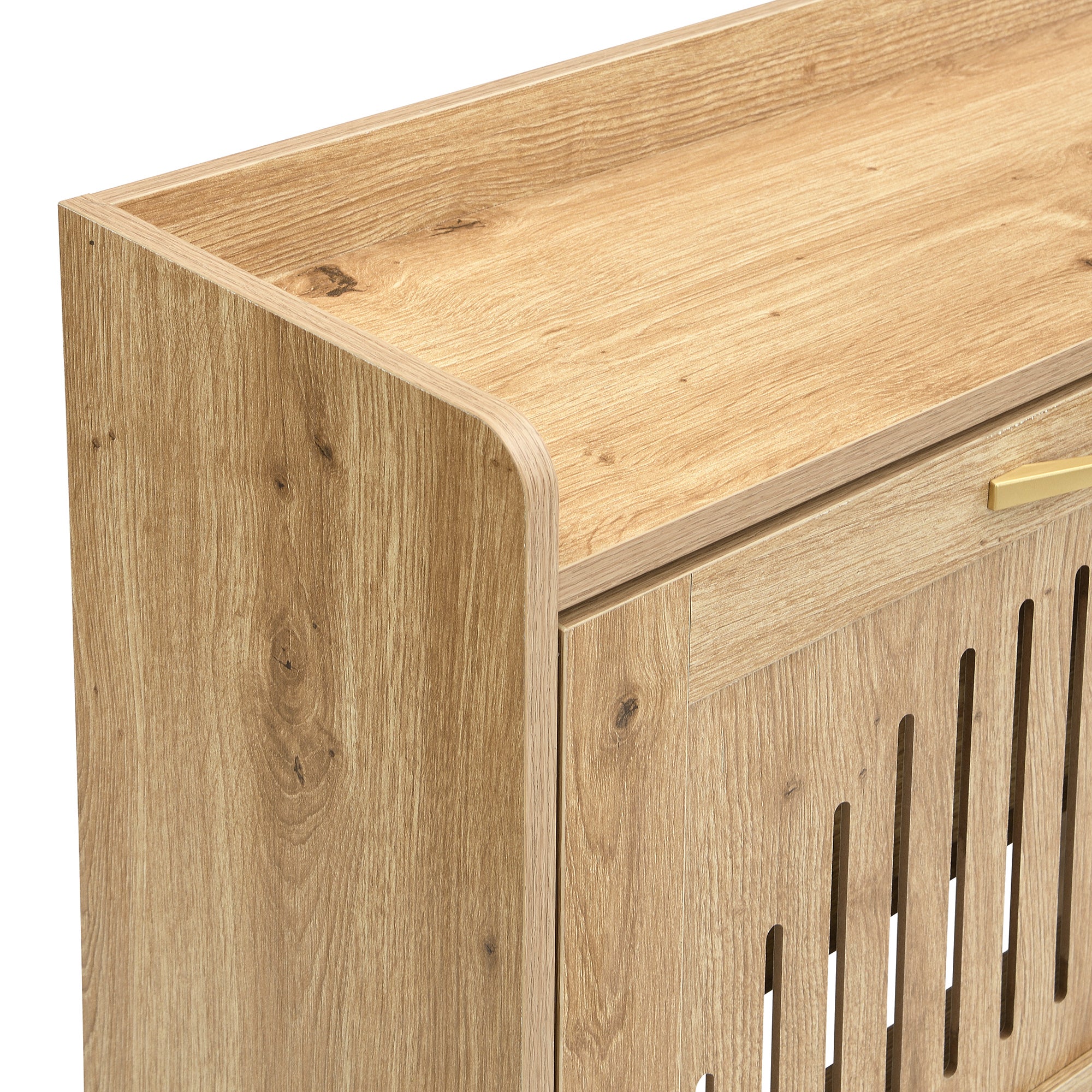 Szafa na buty 108.5x24x100 cm - 4 fronty - Konstrukcja metalowa - Górna półka - MDF - Kolor naturalny - 8