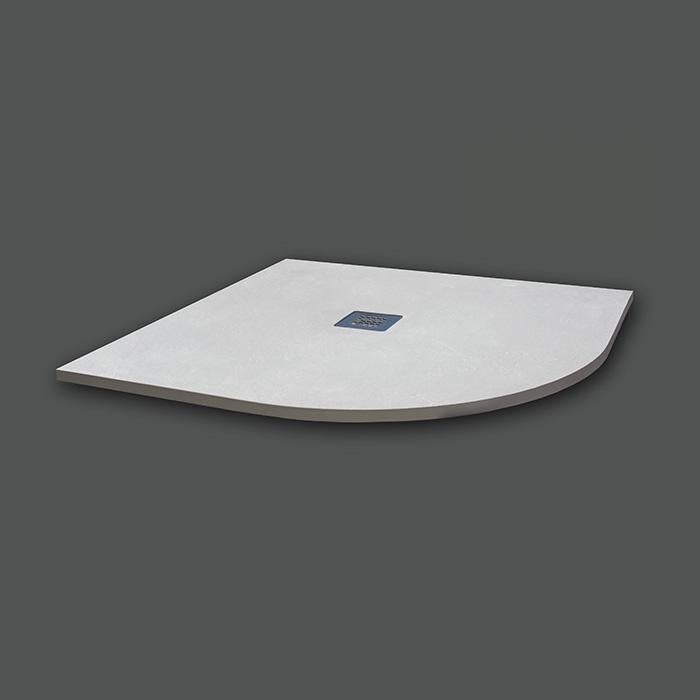 PółokrągłyBrodzik Vulcano Line Slim 100x100 cm w kolorze białym z żywicy syntetycznej i marmurowego proszku z odpływem swobodnym - FRASCIO