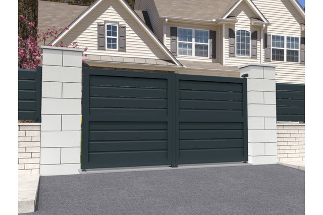 Portail battant Brise vue Gris anthracite L 3500 x H 1580 mm Motorisé