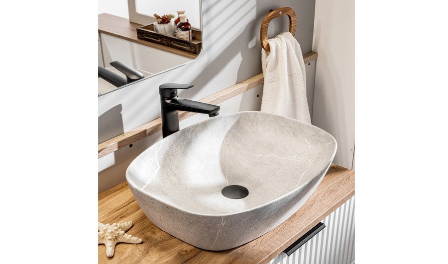 Umywalka nablatowa ANNA 50 cm mat owalna ceramiczna - 2