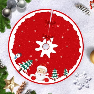Copri base per albero di Natale in velluto Rosso e Bianco 122 cm