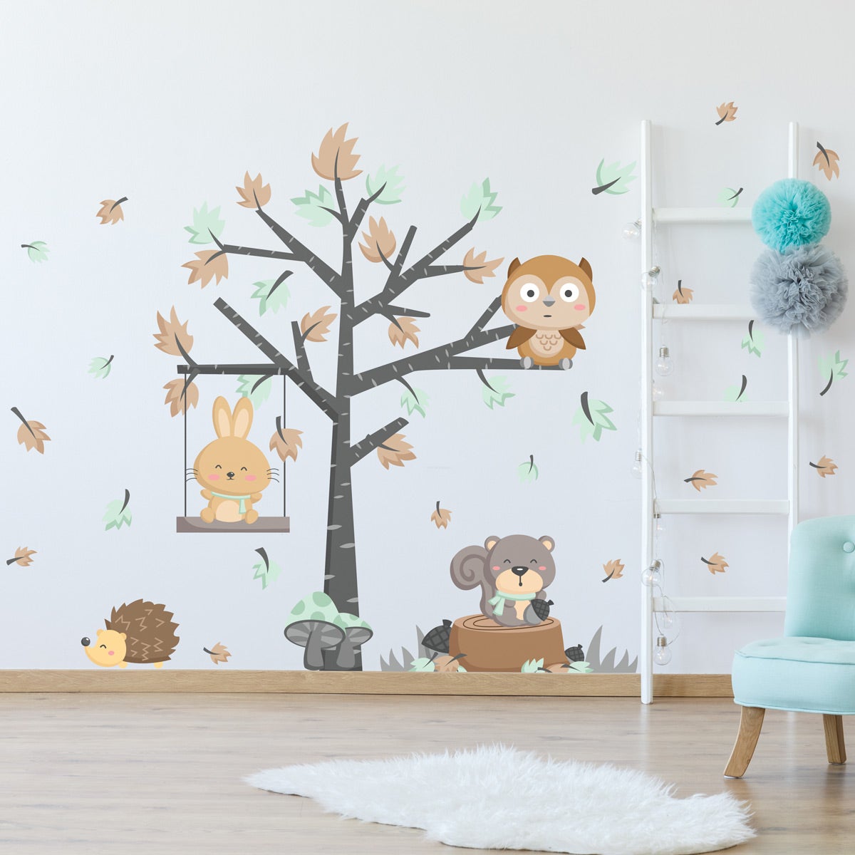 Autocollants Muraux Déco Forêt Avec Ours - Vinyl Personnalisable - Amovible - Enfant & Salon