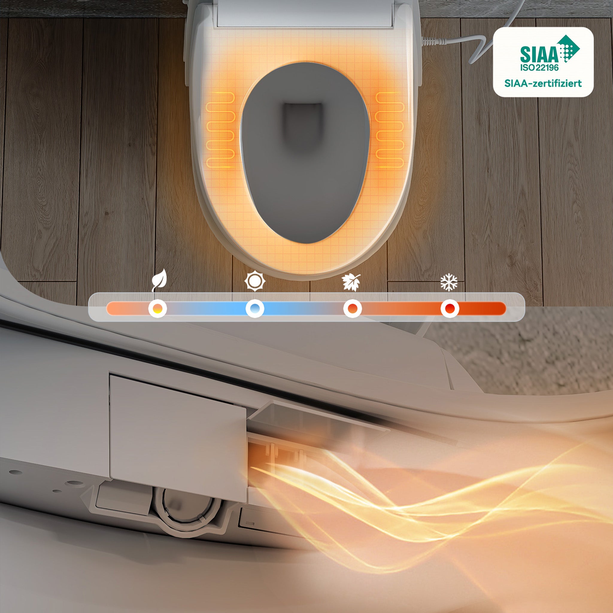 Siège de toilette intelligent, bidet électrique avec télécommande, veilleuse, chauffage du siège et séchage à l'air chaud HOROW - 4