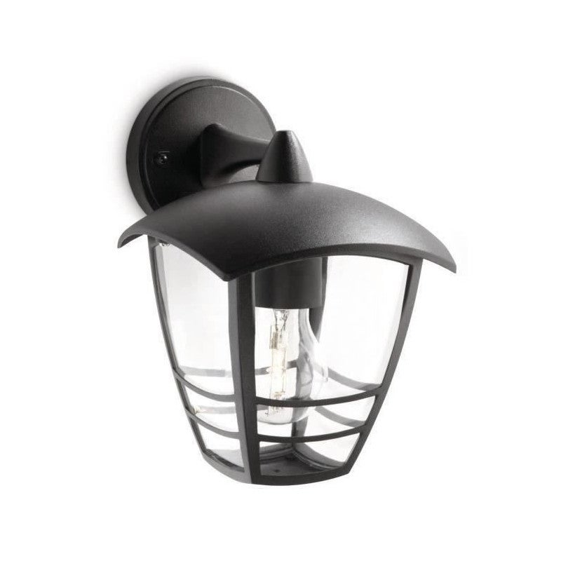 BRIMMEL Lanterna da parete esterna impermeabile Apparecchio a parete con zoccolo E27 Alluminio nero opaco antiruggine Luce da parete con paralume in vetro trasparente per portico, 2 Pack