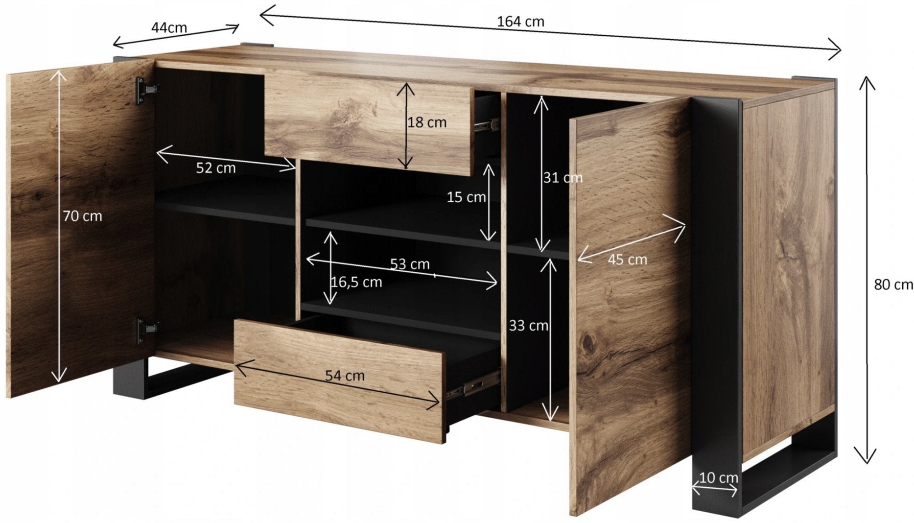 Aparador roble y antracita 164cm Yosh - 5