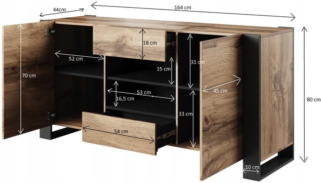 Aparador roble y antracita 164cm Yosh - 5