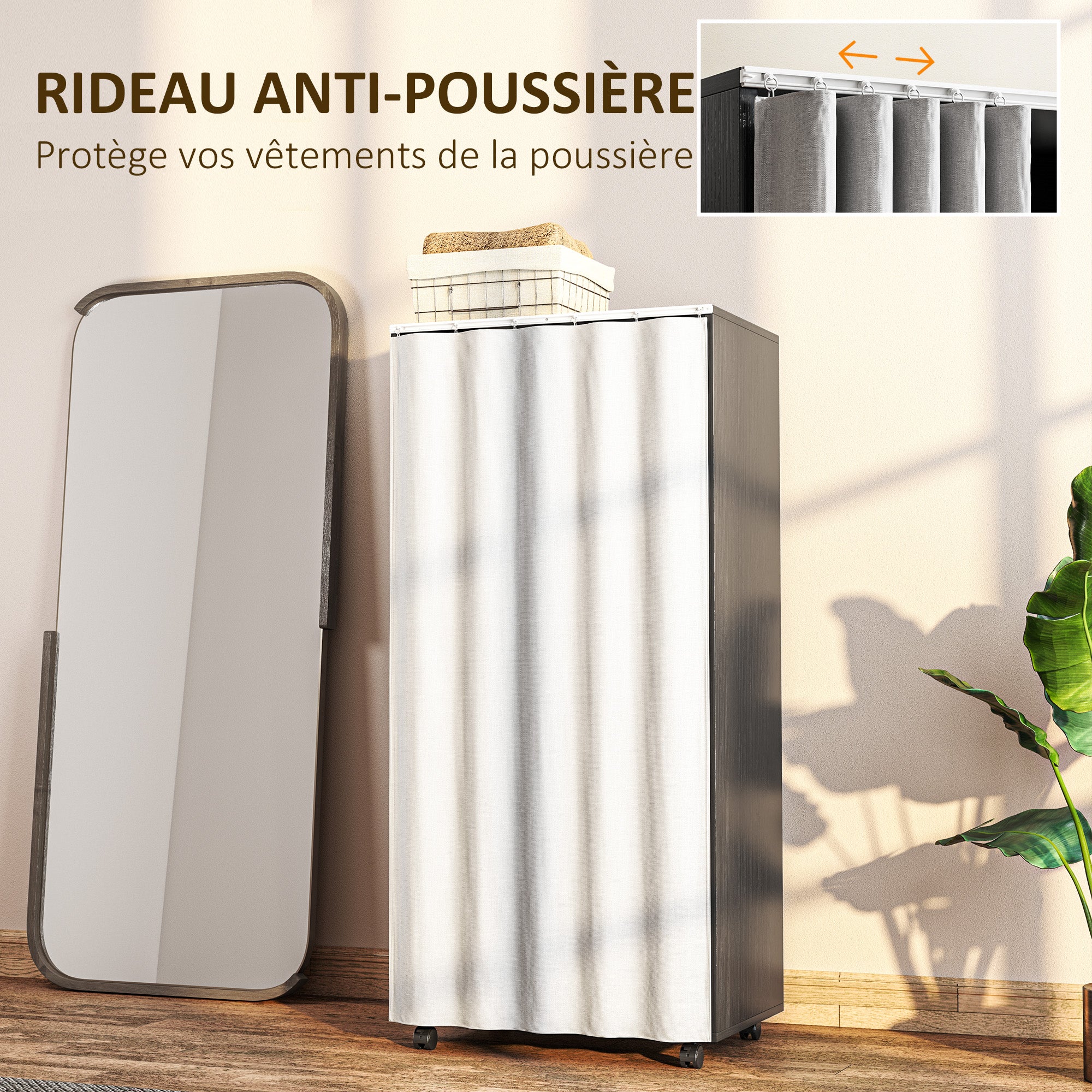 Penderie mobile aggloméré rideau HOMCOM - 5