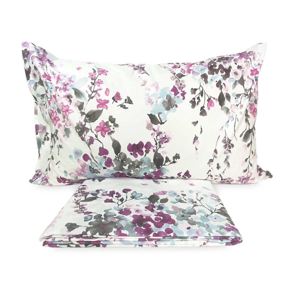 COPRIPIUMINO FIORE Dipinto Rosa in Puro cotone Made in Italy Cm. 250x200 - 3