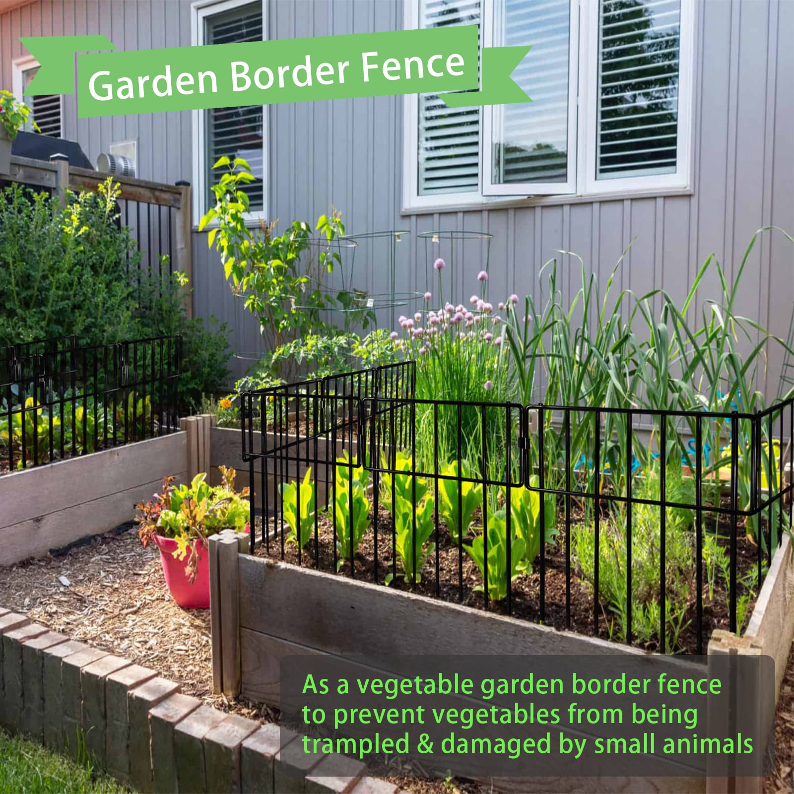 10 Pack Animal Barrier Fence, 17in x13ft Rustproof Metal Small Garden Fence Border Bottom Blocker for Outdoor Yard Patio，Insérer à fleur dans le sol - 3