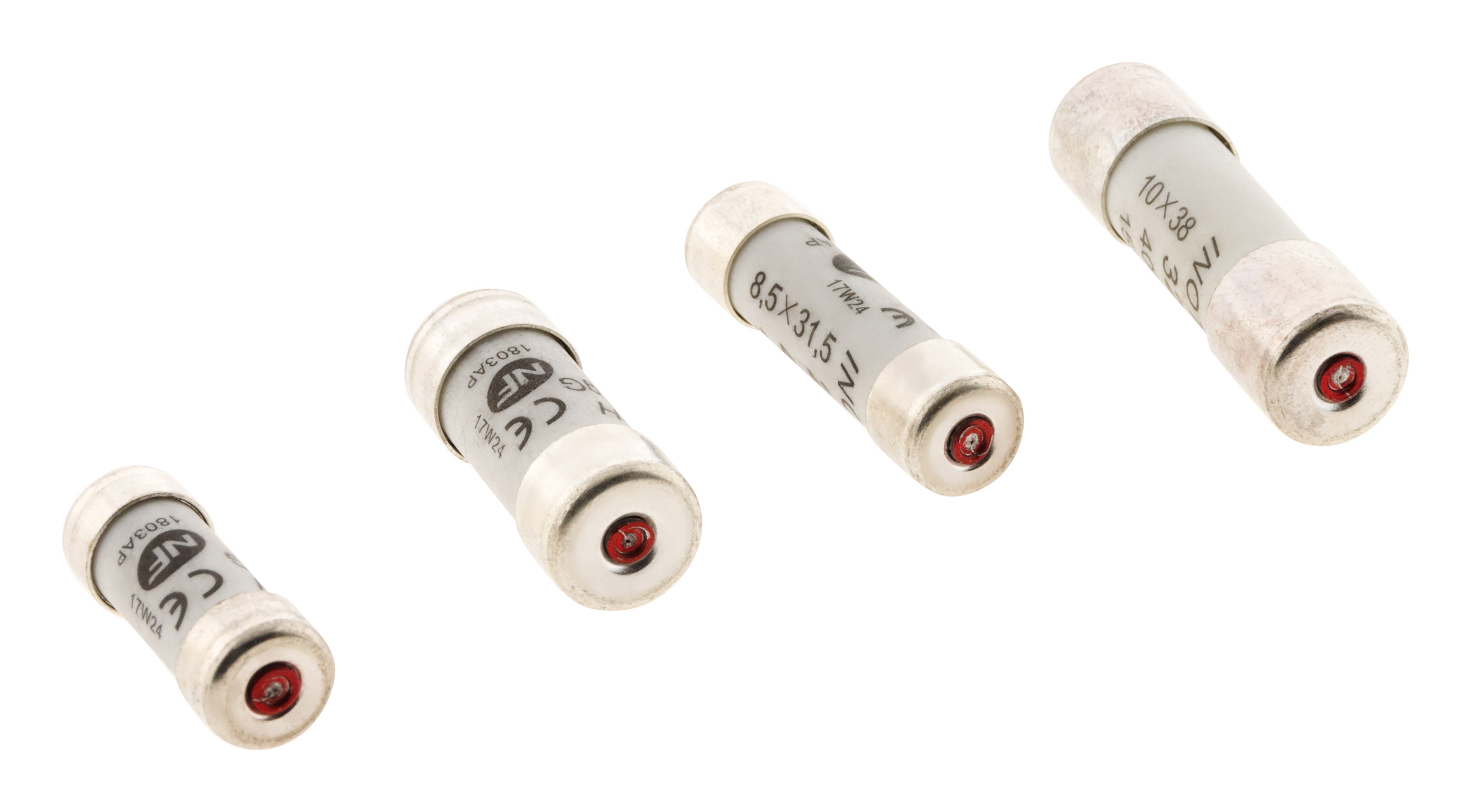 Fusibles Cilíndricos De Cerámica Heschen RS16 Tipo AR - 25A, 600V CA, 100 KA, Tamaño 14x51 Mm, Pack De 5 Unidades