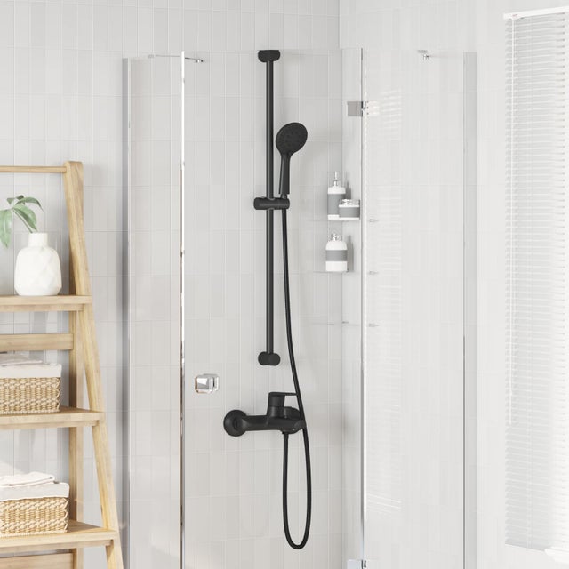 Ensemble de douche en acier inoxydable, noir, pour la salle de bain, 100 cm