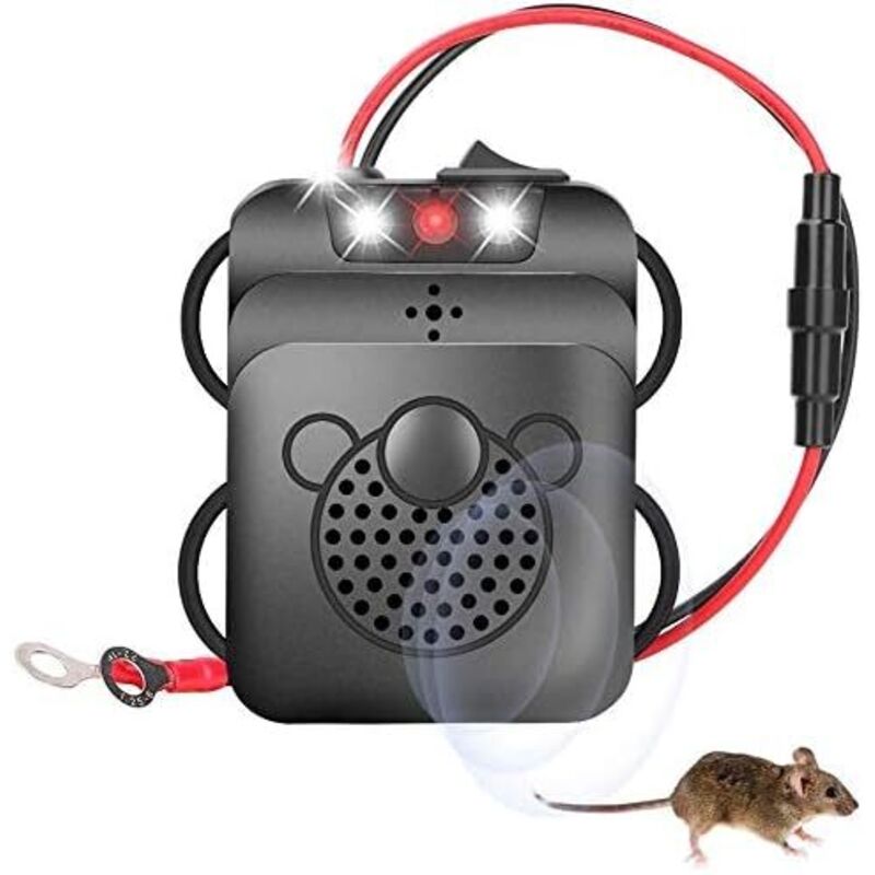 Repelent cu ultrasunete Roedres, dispozitiv electronic de descurajare a șobolanilor cu LED intermitent pentru mașină, bucătărie