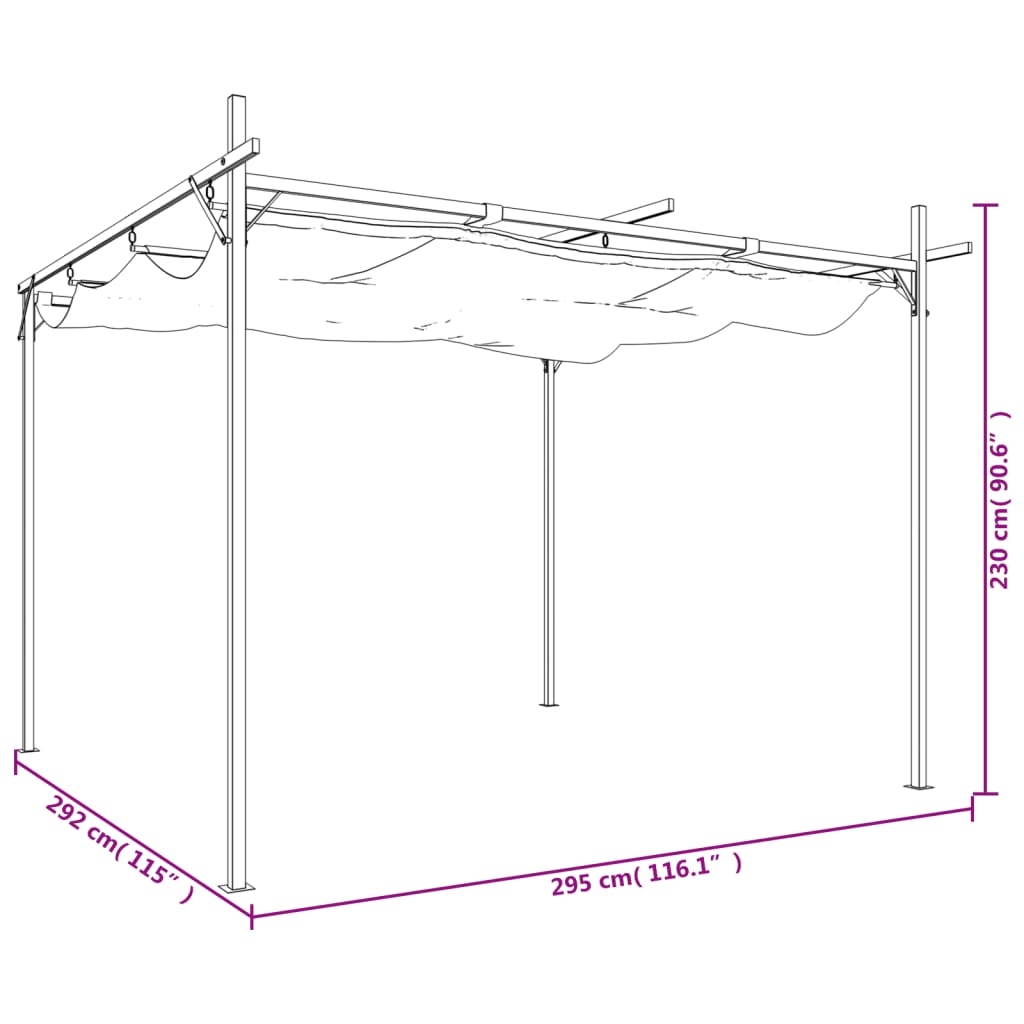 Pergola avec toit rétractable anthracite 295x292x230 cm - 8