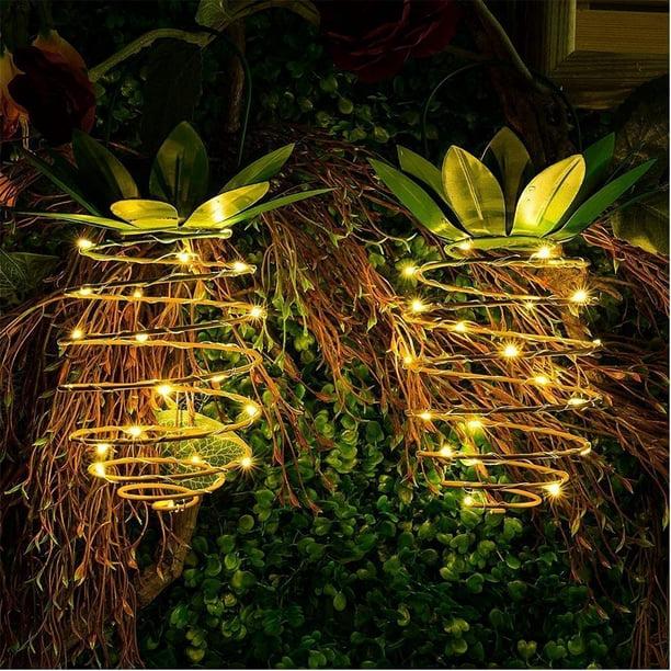 Zestaw 2 lamp solarnych w kształcie ananasa, 24 wodoszczelne lampy solarne LED do dekoracyjnego oświetlenia ogrodu i ścieżki