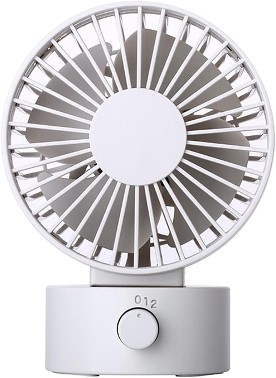 Miniaturowy wentylator biurkowy USB, cichy, z podwójnymi łopatkami, 2 prędkościami, przepływem powietrza 30° (biały)