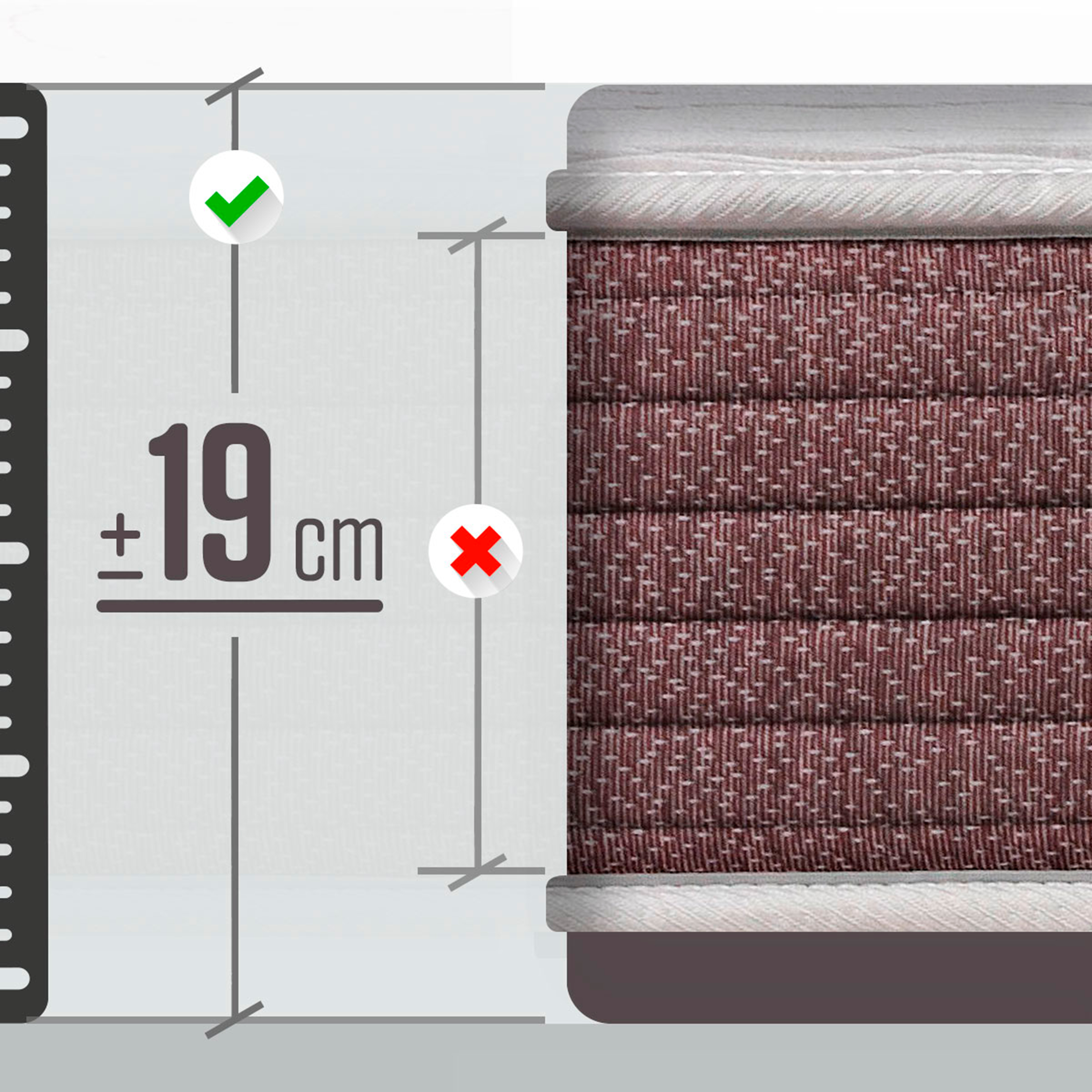 Colchão viscoelástico 90x190cm |ROYAL SLEEP Dormant |Espuma HR+Visco |19 cm |Firmeza Alta |Antiestres - 8