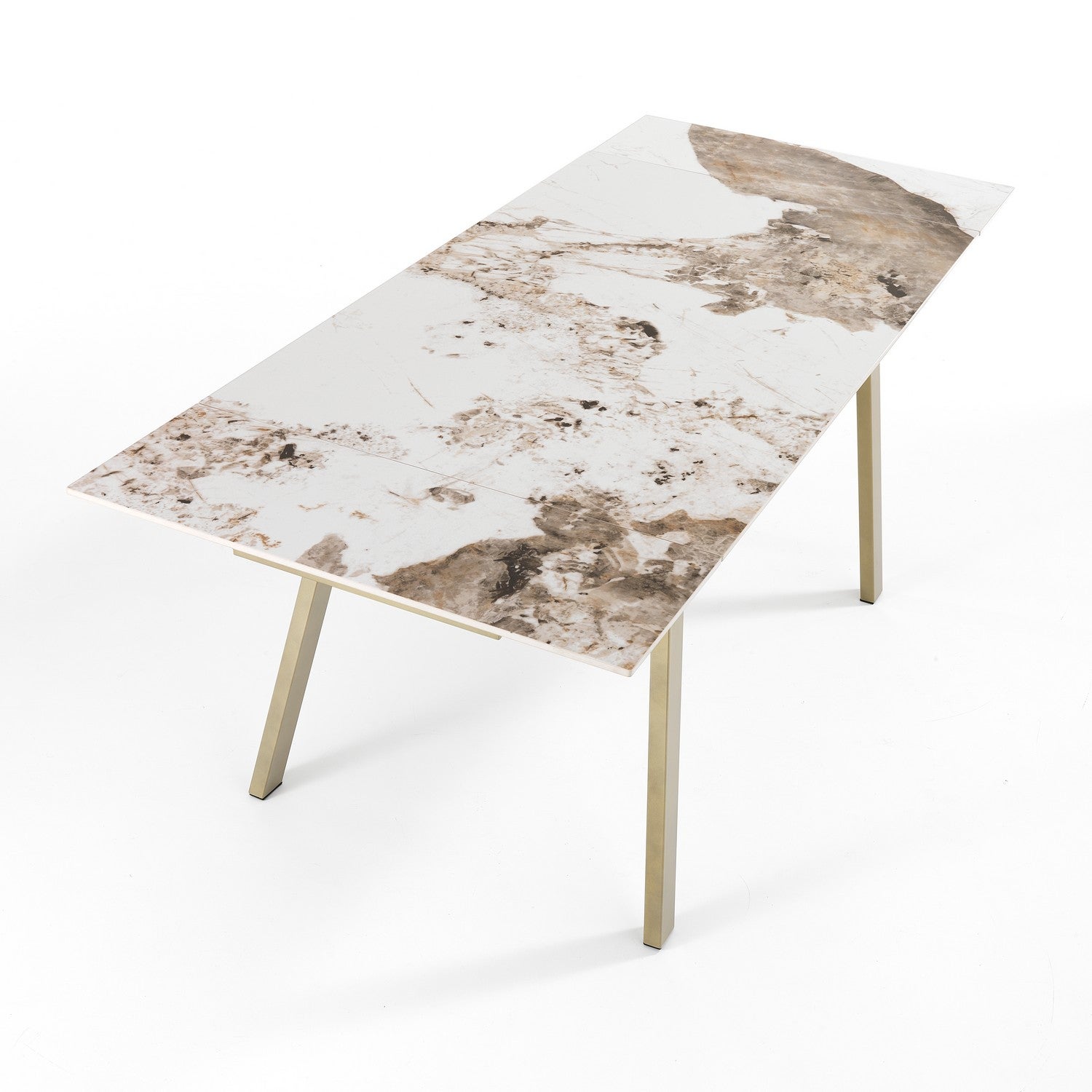 Rozkładany stół TRUST ONICE GOLD z marmuru ceramicznego i metalu w kolorze złotym 140/200x81,5x76,5 cm jadalniany - 4