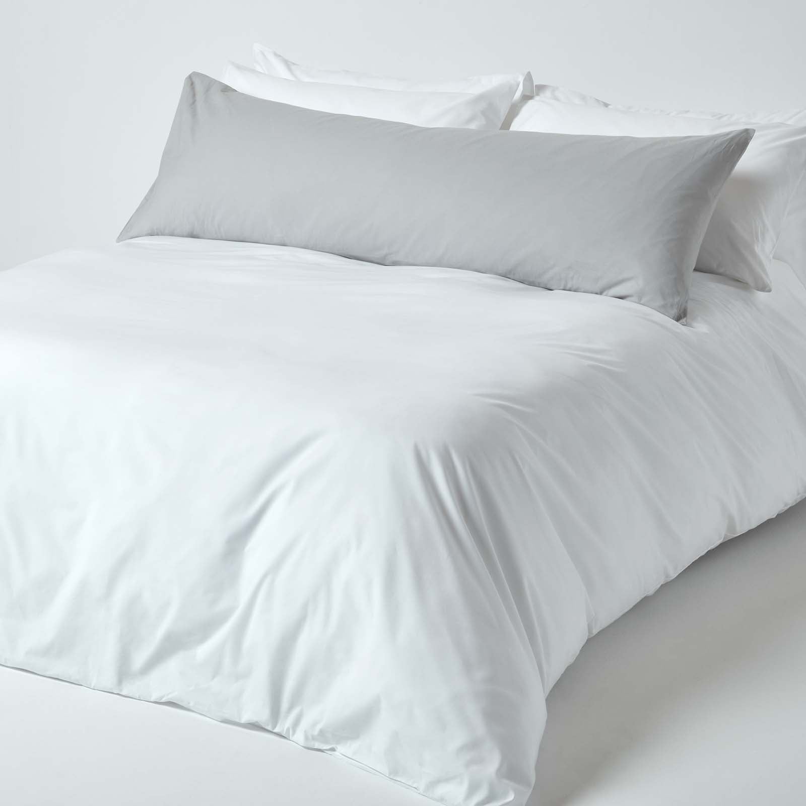 Homescapes Taie de Traversin plat en coton 200 fils Gris Acier 50 x 140 cm Env - 2