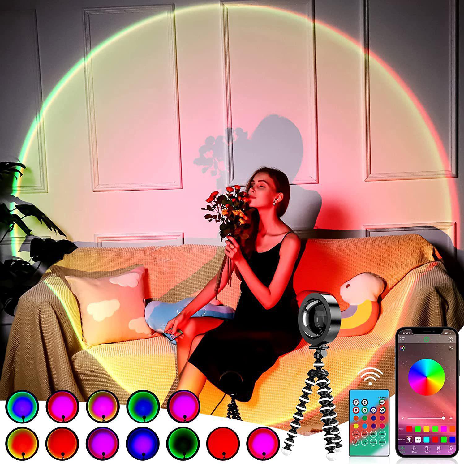 Sunset Sunset Led Lampka Nocna Sypialni Neonowy Projektor Światła Led Lampka Gamingowa Nocna Biurkowa Rgb Dekoracja Atmosfery Dziewczynki Estetyczny
