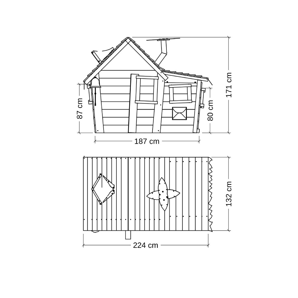 WICKEY Maison de jeux Casita en bois pour enfants, cabane extérieure avec accessoires vert pastel - 4