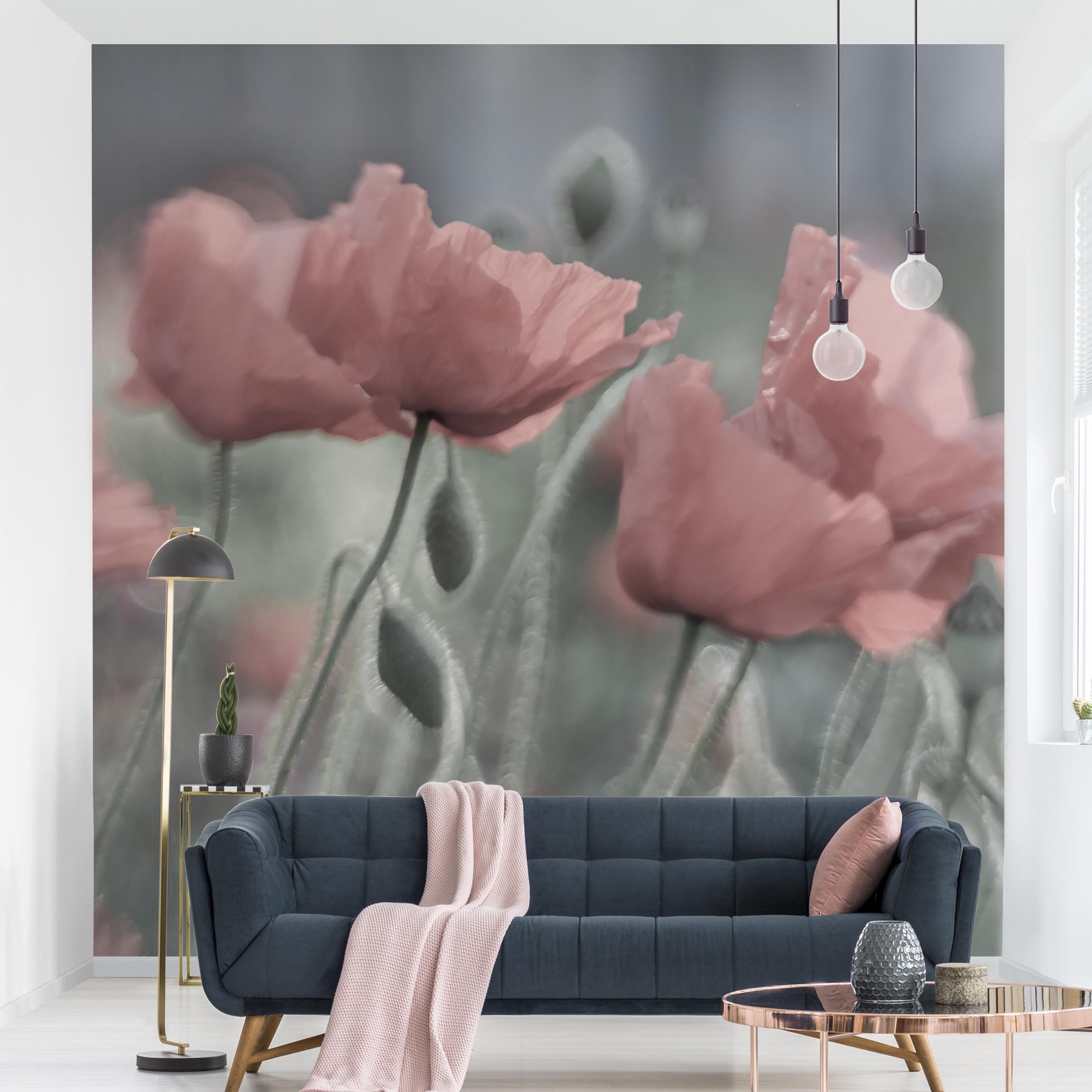 Papel pintado fotomural flores amapola naturaleza 164 - salón dormitorio cocina pasillo - tnt 192 x 192 cm adhesivo