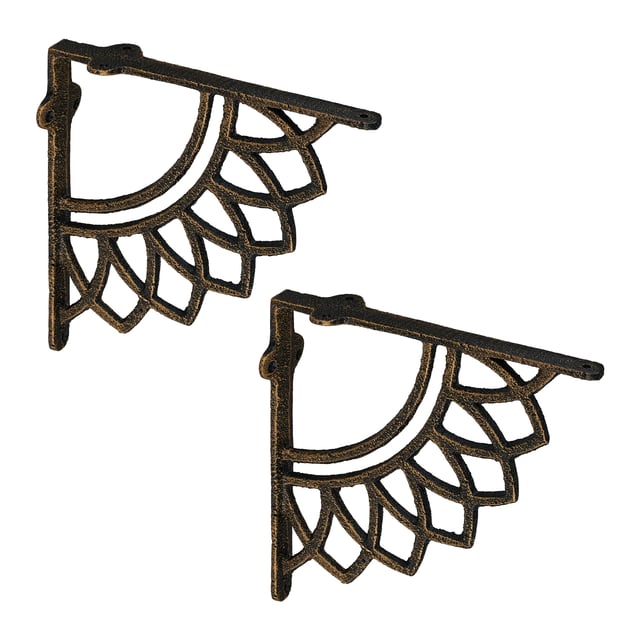 Relaxdays Reggimensola da Muro, Set da 2 Staffe per Mensole Parete, Supporti Angolari per Scaffali, Decorativo, Bronzato