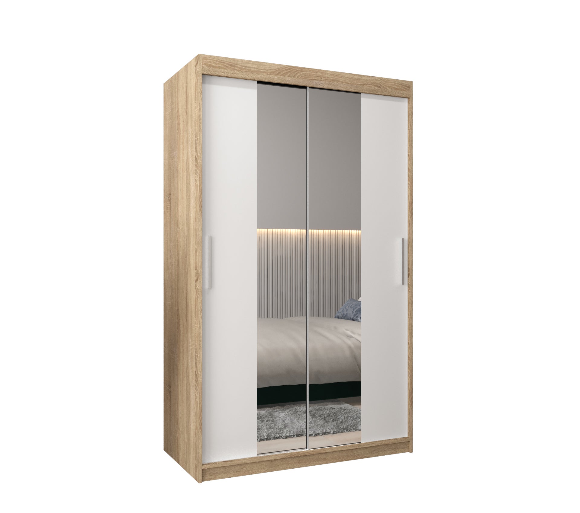 Szafa przesuwna garderoba TOKYO 1 120 x 62 x 200 cm Sonoma + Biały - Abiks Meble