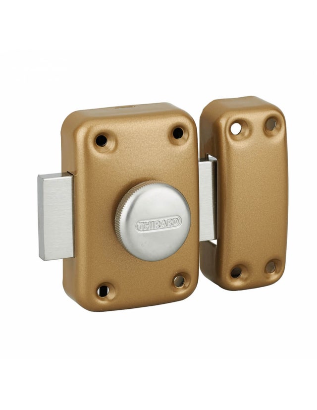 THIRARD - Verrou à bouton Apache pour porte intérieure, acier, époxy or - THIRARD