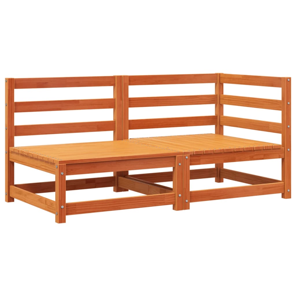 Maison Exclusive - Canapé de jardin 2 places cire marron bois pin massif - 2