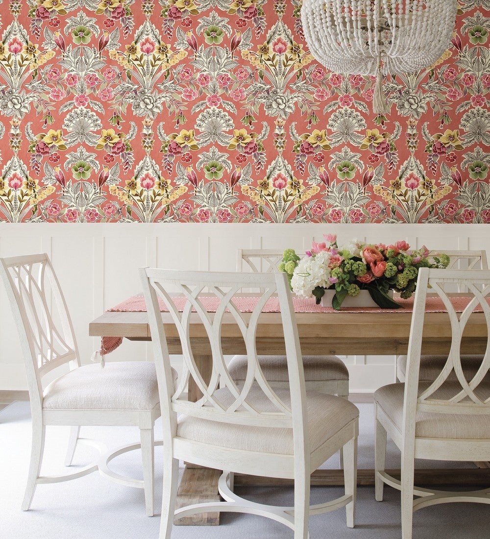 Papel pintado vinílico ecológico de flores y pájaros estilo inglés - kensington floral 680646 de gaulan - rollo de 10 m x 0,53 m