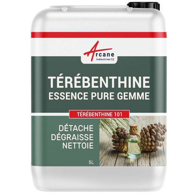 Essence de térébenthine pure gemme bois : TEREBENTHINE 101 - 5 L - ARCANE INDUSTRIES