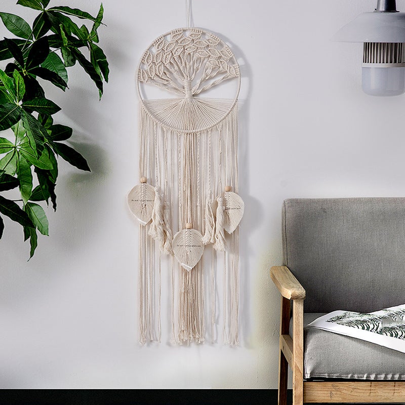 Tapisserie murale Arbre de Vie en macramé, style bohème, attrape-rêves, tissée à la main, idéale pour la chambre, le salon ou le couloir.30*90cm - 5