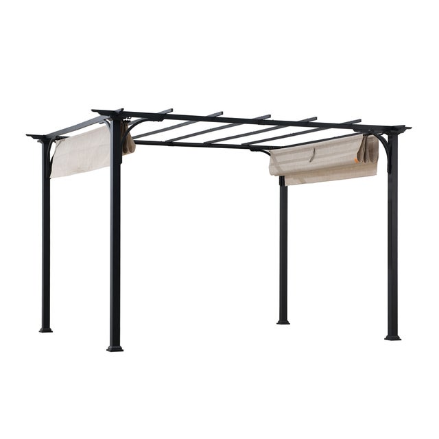Sunjoy Pergola in acciaio GIONA - 277 cm x 363 cm, beige