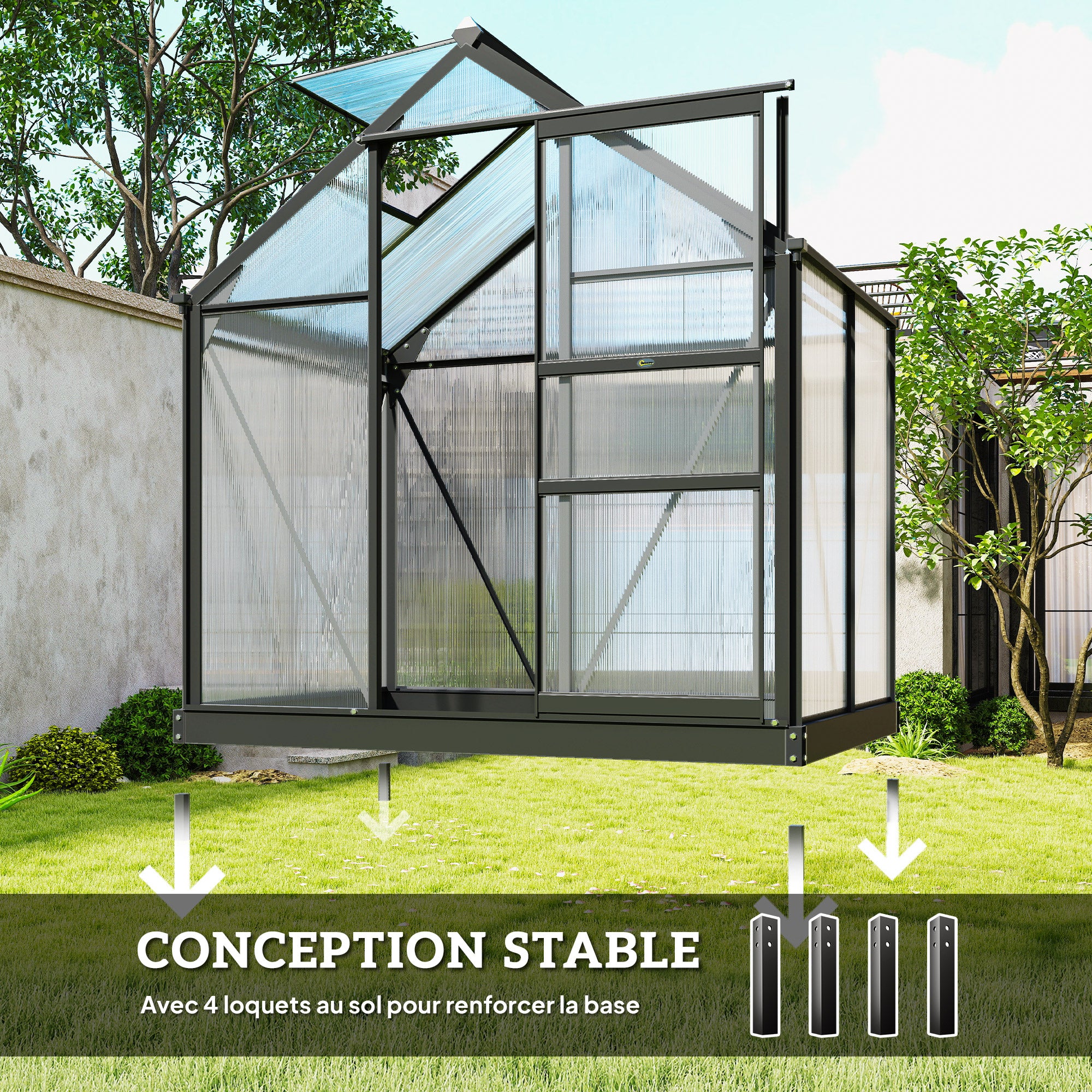 Serre de jardin polycarbonate Polycarbonate Outsunny - 6