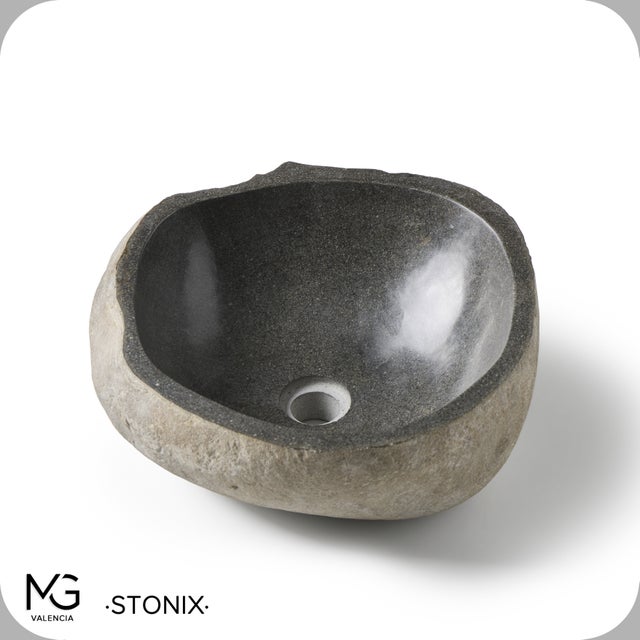 Lavabo d'appoggio in pietra naturale di fiume | STONIX | 42x38x15cm