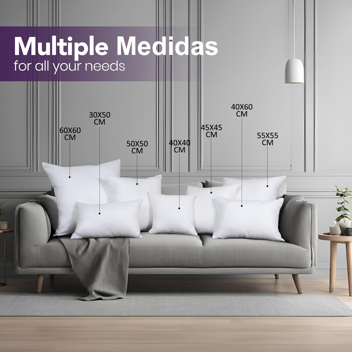 Relleno de Cojín Fibra Hueca Siliconada Antialérgico - Cojines Sofá con Relleno Incluido, Almohada Sofá y Cojines para Cama - 45X45 1 Unidad - 2