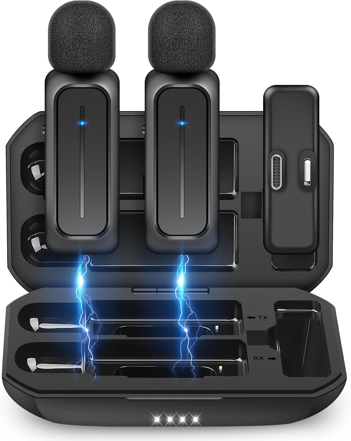 Microfono Lavalier Wireless Mini Plug-and-Play Per IPhone E Android, Con Cancellazione Del Rumore, Display E Batteria A Lunga Durata, Per Vlog E Interviste