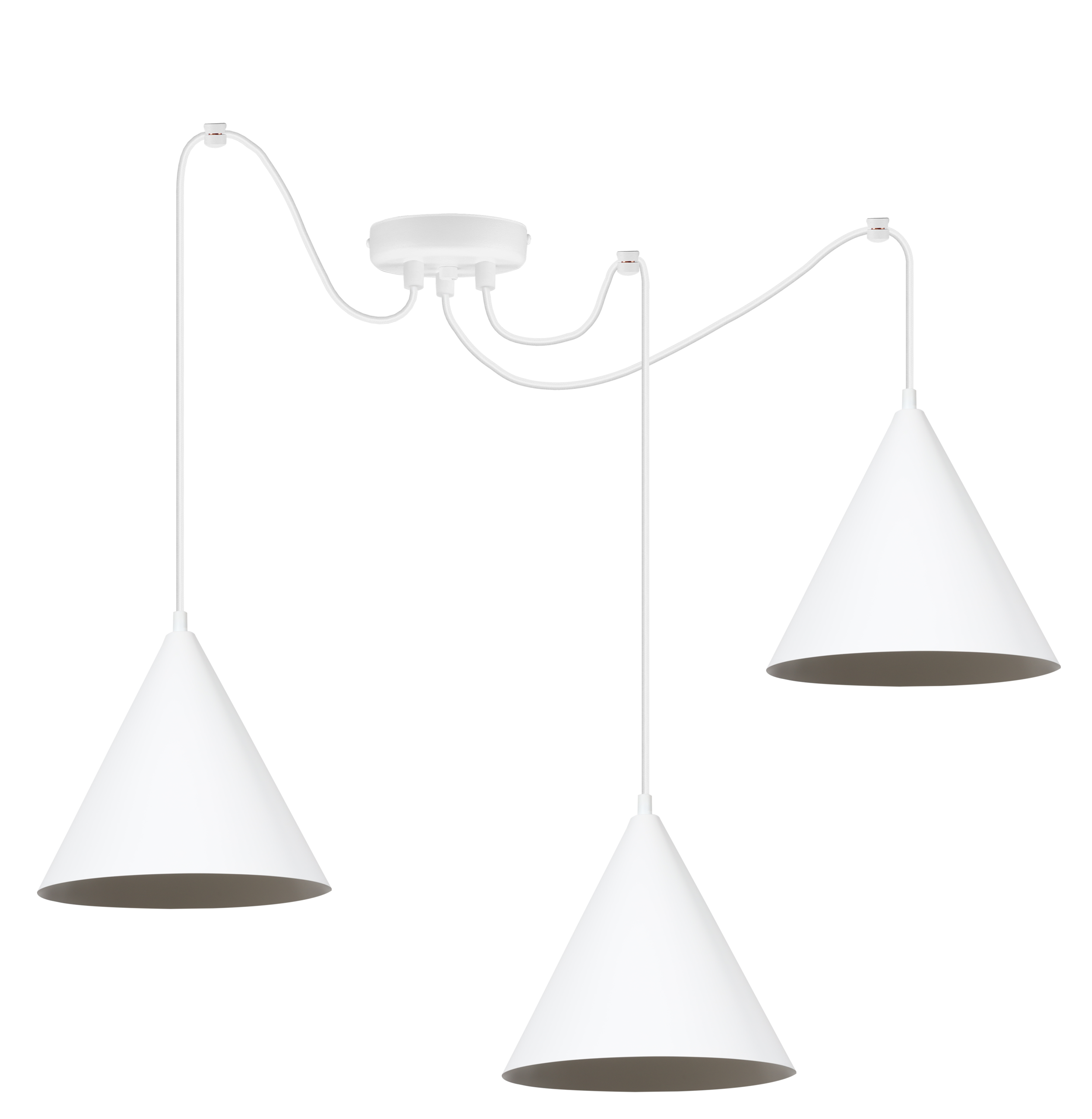 Lampa sufitowa wisząca Soho Pająk modern 3xE27 klosz stożek 27cm biały Light Home LH